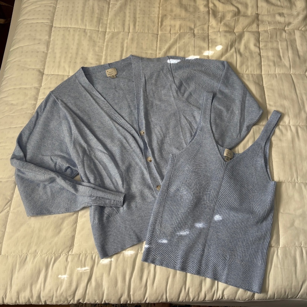 A New Day sweater tank and matching cardigan
